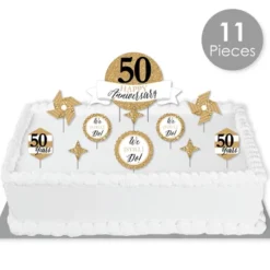Big Dot Of Happiness We Still Do - 50th Wedding Anniversary - Anniversary Party Cake Decorating Kit - Happy Anniversary Cake Topper Set - 11 Pieces