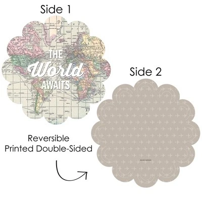 Big Dot Of Happiness World Awaits - Travel Themed Party Round Table Decorations - Paper Chargers - Place Setting For 12 2 Big Dot Of Happiness World Awaits - Travel Themed Party Round Table Decorations - Paper Chargers - Place Setting For 12 - Image 2