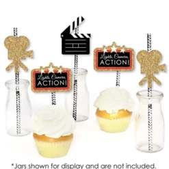 Big Dot Of Happiness Red Carpet Hollywood - Paper Straw Decor - Movie Night Party Striped Decorative Straws - Set Of 24 -Aurora Party Sales GUEST e3c035b9 97cb 42db 822f 2dbf2052746b