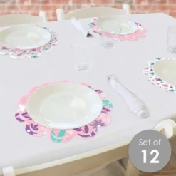 Big Dot Of Happiness Beautiful Butterfly - Floral Baby Shower Or Birthday Party Round Table Decorations - Paper Chargers - Place Setting For 12