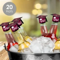 Big Dot Of Happiness Maroon Grad - Best Is Yet To Come - DIY Grad Cap Burgundy Graduation Party Bottle Topper Decorations - Set Of 20 -Aurora Party Sales GUEST e3e800d8 0070 4e7c 9cb7 5d16d151d356
