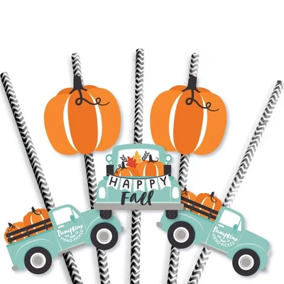 Big Dot Of Happiness Happy Fall Truck - Paper Straw Decor - Harvest Pumpkin Party Striped Decorative Straws - Set Of 24 4 Big Dot Of Happiness Happy Fall Truck - Paper Straw Decor - Harvest Pumpkin Party Striped Decorative Straws - Set Of 24 - Image 4