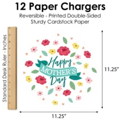 Big Dot Of Happiness Colorful Floral Happy Mother's Day - We Love Mom Party Round Table Decorations - Paper Chargers - Place Setting For 12 -Aurora Party Sales GUEST e4e5f7e0 d538 4759 bb43 31046f7a071c