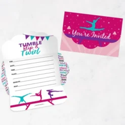 Big Dot Of Happiness Tumble, Flip & Twirl - Gymnastics - Fill-In Cards - Birthday Party Or Gymnast Party Fold And Send Invitations - Set Of 8 -Aurora Party Sales GUEST e5b9e3e2 d0ef 41f7 be03 15bc6552b31f