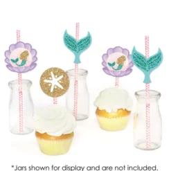 Big Dot Of Happiness Let's Be Mermaids Paper Straw Decor - Baby Shower Or Birthday Party Striped Decorative Straws - Set Of 24 -Aurora Party Sales GUEST e5ef6271 b5da 475e 9cb6 b0951e37e842