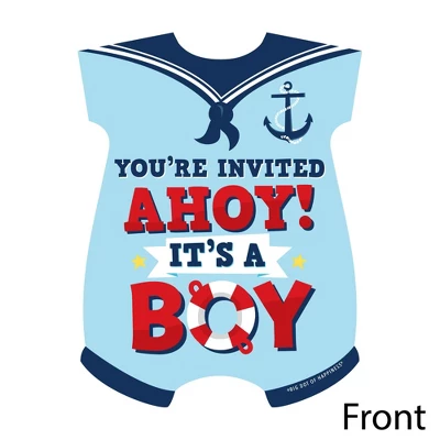Big Dot Of Happiness Ahoy It's A Boy - Shaped Fill-In Invitations - Nautical Baby Shower Invitation Cards With Envelopes - Set Of 12 2 Big Dot Of Happiness Ahoy It's A Boy - Shaped Fill-In Invitations - Nautical Baby Shower Invitation Cards With Envelopes - Set Of 12 - Image 2