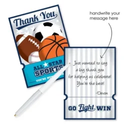Big Dot Of Happiness Go, Fight, Win - Sports - Shaped Thank You Cards - Baby Shower Or Birthday Party Thank You Note Cards With Envelopes - Set Of 12