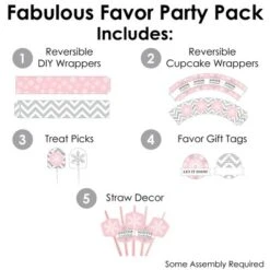 Big Dot Of Happiness Pink Winter Wonderland - Holiday Snowflake Birthday Party And Baby Shower Cupcake Kit Fabulous Favor Party Pack 100 Pc