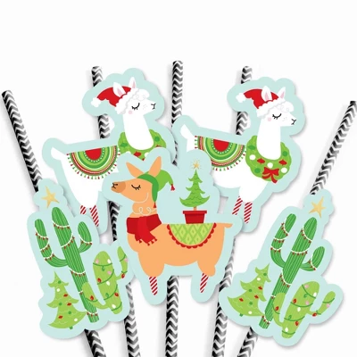 Big Dot Of Happiness Fa La Llama - Paper Straw Decor - Christmas And Holiday Party Striped Decorative Straws - Set Of 24 4 Big Dot Of Happiness Fa La Llama - Paper Straw Decor - Christmas And Holiday Party Striped Decorative Straws - Set Of 24 - Image 4