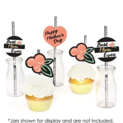 Big Dot Of Happiness Best Mom Ever Paper Straw Decor - Mother's Day Party Striped Decorative Straws - Set Of 24 -Aurora Party Sales GUEST e7c04148 3122 47cf bb39 91b3e7faa407