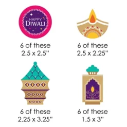 Big Dot Of Happiness Happy Diwali - Paper Straw Decor - Festival Of Lights Party Striped Decorative Straws - Set Of 24