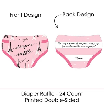 Big Dot Of Happiness Paris, Ooh La La - Diaper Shaped Raffle Ticket Inserts - Paris Themed Baby Shower Activities - Diaper Raffle Game - Set Of 24 1 Big Dot Of Happiness Paris, Ooh La La - Diaper Shaped Raffle Ticket Inserts - Paris Themed Baby Shower Activities - Diaper Raffle Game - Set Of 24