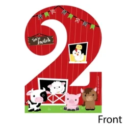 Big Dot Of Happiness 2nd Birthday Farm Animals - Shaped Fill-in Invites - Barnyard Second Birthday Party Invitation Cards With Envelopes - Set Of 12