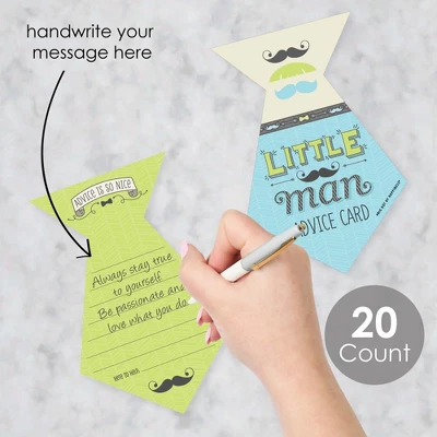 Big Dot Of Happiness Dashing Little Man Mustache Party - Tie Wish Card Baby Shower Activities - Shaped Advice Cards Game - Set Of 20 1 Big Dot Of Happiness Dashing Little Man Mustache Party - Tie Wish Card Baby Shower Activities - Shaped Advice Cards Game - Set Of 20