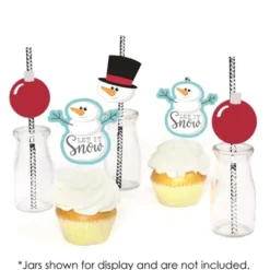 Big Dot Of Happiness Let It Snow Paper Straw Decor - Snowman - Holiday & Christmas Striped Decorative Straws - Set Of 24 -Aurora Party Sales GUEST eaedec88 5e24 4907 b6dc b88451333cae