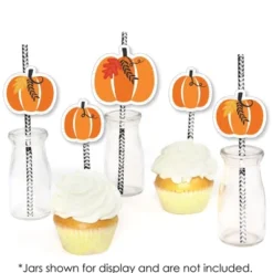 Big Dot Of Happiness Fall Pumpkin - Paper Straw Decor - Halloween Or Thanksgiving Party Striped Decorative Straws - Set Of 24 -Aurora Party Sales GUEST eb0ec038 4488 4baf b362 b508986c1fe2