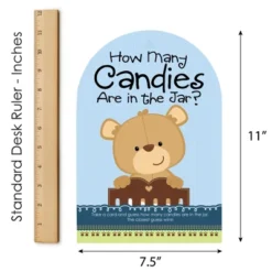 Big Dot Of Happiness Baby Boy Teddy Bear - How Many Candies Baby Shower Game - 1 Stand And 40 Cards - Candy Guessing Game -Aurora Party Sales GUEST eb1d87a4 ffda 440c 8b66 56f80097196a
