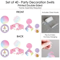 Big Dot Of Happiness Rainbow Unicorn - Magical Unicorn Baby Shower Or Birthday Party Hanging Decor - Party Decoration Swirls - Set Of 40 9 Big Dot Of Happiness Rainbow Unicorn - Magical Unicorn Baby Shower Or Birthday Party Hanging Decor - Party Decoration Swirls - Set Of 40 -Aurora Party Sales GUEST eb34b237 b6af 4618 9aac 9c1a88441060