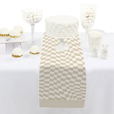 Big Dot Of Happiness Tan Checkered Party - Petite Paper Table Runner - 12 X 60 Inches 1 Big Dot Of Happiness Tan Checkered Party - Petite Paper Table Runner - 12 X 60 Inches