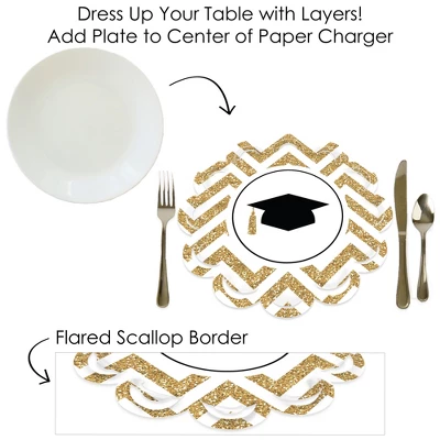 Big Dot Of Happiness Tassel Worth The Hassle - Gold - Graduation Party Round Table Decorations - Paper Chargers - Place Setting For 12 6 Big Dot Of Happiness Tassel Worth The Hassle - Gold - Graduation Party Round Table Decorations - Paper Chargers - Place Setting For 12 - Image 6