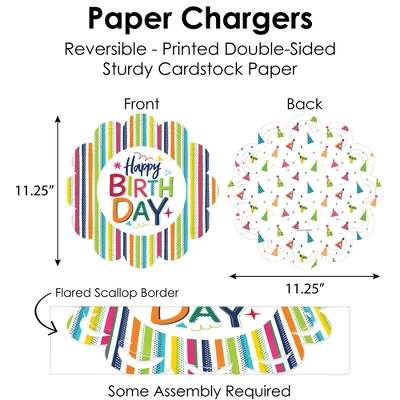 Big Dot Of Happiness Cheerful Happy Birthday - Colorful Birthday Party Paper Charger And Table Decorations - Chargerific Kit - Place Setting For 8 3 Big Dot Of Happiness Cheerful Happy Birthday - Colorful Birthday Party Paper Charger And Table Decorations - Chargerific Kit - Place Setting For 8 - Image 3