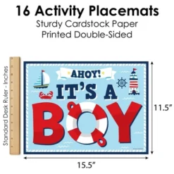 Big Dot Of Happiness Ahoy It's A Boy - Paper Nautical Baby Shower Coloring Sheets - Activity Placemats - Set Of 16 -Aurora Party Sales GUEST ece12adc 74c6 4c10 a1e3 40130ca90085