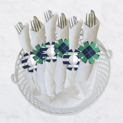 Big Dot Of Happiness Par-Tee Time - Golf - Birthday Or Retirement Party Paper Napkin Holder - Napkin Rings - Set Of 24 2 Big Dot Of Happiness Par-Tee Time - Golf - Birthday Or Retirement Party Paper Napkin Holder - Napkin Rings - Set Of 24 - Image 2