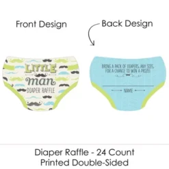 Big Dot Of Happiness Dashing Little Man Mustache Party - Diaper Shaped Raffle Ticket Inserts - Baby Shower Activities - Diaper Raffle Game - Set Of 24
