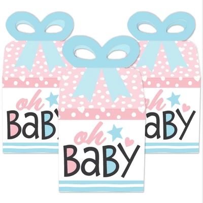 Big Dot Of Happiness Baby Gender Reveal - Square Favor Gift Boxes - Team Boy Or Girl Party Bow Boxes - Set Of 12 1 Big Dot Of Happiness Baby Gender Reveal - Square Favor Gift Boxes - Team Boy Or Girl Party Bow Boxes - Set Of 12