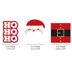 Big Dot Of Happiness Jolly Santa Claus Paper Straw Decor - Christmas Party Striped Decorative Straws - Set Of 24