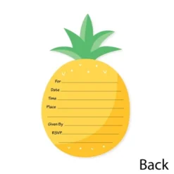 Big Dot Of Happiness Tropical Pineapple - Shaped Fill-in Invitations - Summer Party Invitation Cards With Envelopes - Set Of 12 -Aurora Party Sales GUEST f0699300 5039 4849 b53c dce8a0f95894