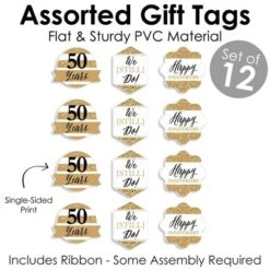 Big Dot Of Happiness We Still Do - 50th Wedding Anniversary - Assorted Hanging Anniversary Party Favor Tags - Gift Tag Toppers - Set Of 12 -Aurora Party Sales GUEST f0b407de 5b88 4948 ab07 1ba33353606a