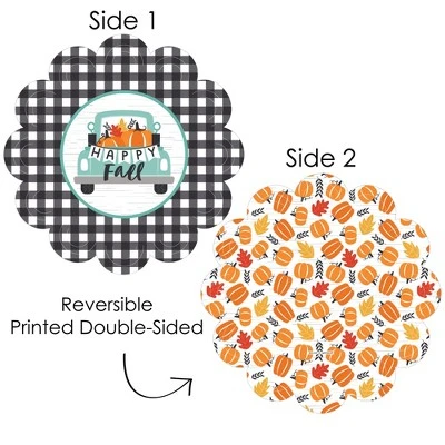 Big Dot Of Happiness Happy Fall Truck - Harvest Pumpkin Party Round Table Decorations - Paper Chargers - Place Setting For 12 2 Big Dot Of Happiness Happy Fall Truck - Harvest Pumpkin Party Round Table Decorations - Paper Chargers - Place Setting For 12 - Image 2