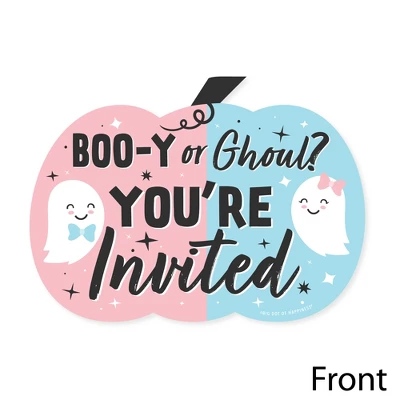 Big Dot Of Happiness Boo-y Or Ghoul - Shaped Fill-In Invitations - Halloween Gender Reveal Party Invitation Cards With Envelopes - Set Of 12 2 Big Dot Of Happiness Boo-y Or Ghoul - Shaped Fill-In Invitations - Halloween Gender Reveal Party Invitation Cards With Envelopes - Set Of 12 - Image 2