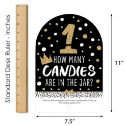 Big Dot Of Happiness 1st Birthday Little Mr. Onederful - How Many Candies Boy First Birthday Party Game - 1 Stand And 40 Cards - Candy Guessing Game -Aurora Party Sales GUEST f1313de9 cf97 46f0 8c2e 4a4c11f6c3ad