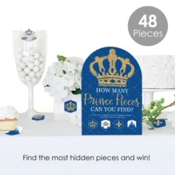 Big Dot Of Happiness Royal Prince Charming - Baby Shower Or Birthday Party Scavenger Hunt - 1 Stand And 48 Game Pieces - Hide And Find Game