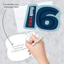 Big Dot Of Happiness Boy 16th Birthday - Shaped Thank You Cards - Sweet Sixteen Birthday Party Thank You Note Cards With Envelopes - Set Of 12