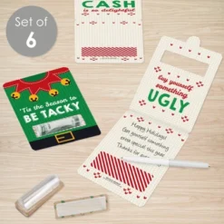 Big Dot Of Happiness Ugly Sweater - DIY Assorted Holiday And Christmas Party Cash Holder Gift - Funny Money Cards - Set Of 6