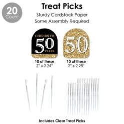 Big Dot Of Happiness Adult 50th Birthday - Gold - Birthday Party Favors And Cupcake Kit - Fabulous Favor Party Pack - 100 Pieces -Aurora Party Sales GUEST f4d3225c aa43 44fa 82cf ab9c70586169