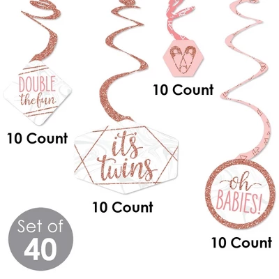 Big Dot Of Happiness It's Twin Girls - Pink And Rose Gold Twins Baby Shower Hanging Decor - Party Decoration Swirls - Set Of 40 3 Big Dot Of Happiness It's Twin Girls - Pink And Rose Gold Twins Baby Shower Hanging Decor - Party Decoration Swirls - Set Of 40 - Image 3