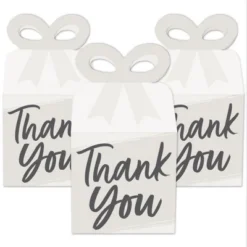 Big Dot Of Happiness Champagne Elegantly Simple - Square Favor Gift Boxes - Guest Party Favors Bow Boxes - Set Of 12