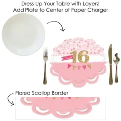Big Dot Of Happiness Sweet 16 - 16th Birthday Party Round Table Decorations - Paper Chargers - Place Setting For 12 -Aurora Party Sales GUEST f68de4d7 62ca 4259 9cb8 e72ddce9e402