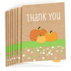 Big Dot Of Happiness Pumpkin Patch - Fall, Halloween Or Thanksgiving Baby Shower Or Birthday Party Thank You Cards (8 Count)