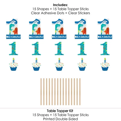 Big Dot Of Happiness 1st Birthday Roar Dinosaur - ONEasaurus Dino First Birthday Party Centerpiece Sticks - Table Toppers - Set Of 15 5 Big Dot Of Happiness 1st Birthday Roar Dinosaur - ONEasaurus Dino First Birthday Party Centerpiece Sticks - Table Toppers - Set Of 15 - Image 5