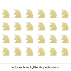 Big Dot Of Happiness Gold Glitter Unicorn - No-Mess Real Gold Glitter Cut-Outs - Magical Unicorn Baby Shower Or Birthday Party Confetti - Set Of 24