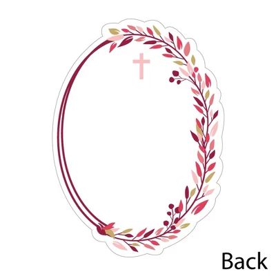 Big Dot Of Happiness Pink Elegant Cross - Shaped Thank You Cards - Girl Religious Party Thank You Note Cards With Envelopes - Set Of 12 3 Big Dot Of Happiness Pink Elegant Cross - Shaped Thank You Cards - Girl Religious Party Thank You Note Cards With Envelopes - Set Of 12 - Image 3