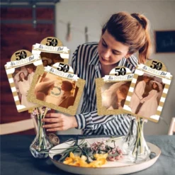 Big Dot Of Happiness We Still Do - 50th Wedding Anniversary - Anniversary Party Picture Centerpiece Sticks - Photo Table Toppers - 15 Pieces