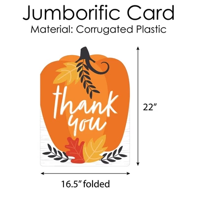 Big Dot Of Happiness Fall Pumpkin - Thank You Giant Greeting Card - Big Shaped Jumborific Card - 16.5 X 22 Inches 3 Big Dot Of Happiness Fall Pumpkin - Thank You Giant Greeting Card - Big Shaped Jumborific Card - 16.5 X 22 Inches - Image 3