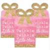 Big Dot Of Happiness Pink Twinkle Twinkle Little Star - Square Favor Gift Boxes - Baby Shower Or Birthday Party Bow Boxes - Set Of 12