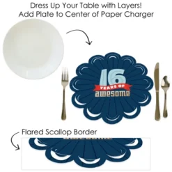 Big Dot Of Happiness Boy 16th Birthday - Sweet Sixteen Birthday Party Round Table Decorations - Paper Chargers - Place Setting For 12 -Aurora Party Sales GUEST fafe9a1c 7619 4a61 8c0d 97579e446d69